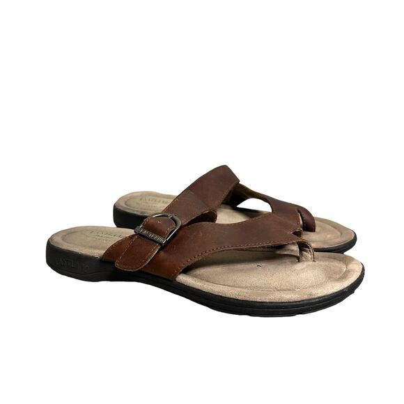 Eastland Tahati II Leather Slip On Open Toe Sandals Brown Womens 11 - Picture 2 of 10